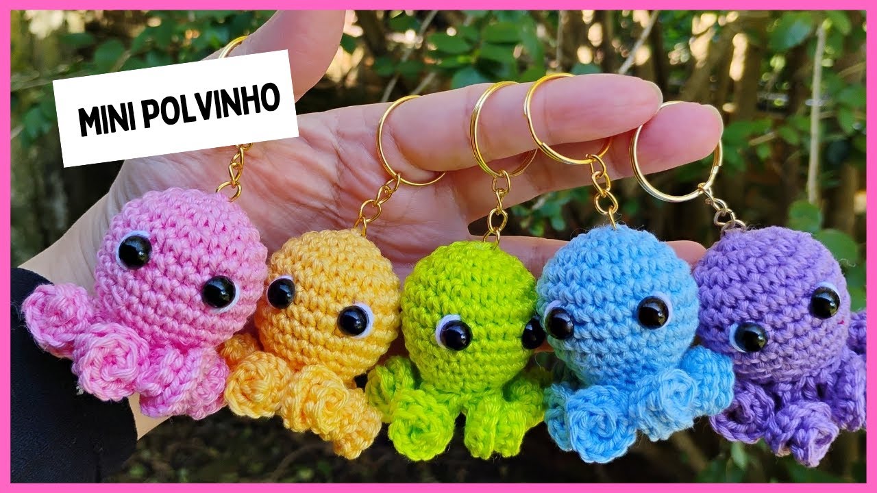 Este chaveiro de crochê é perfeito para lembrancinha - Mini Polvo #crochet #amigurumi
