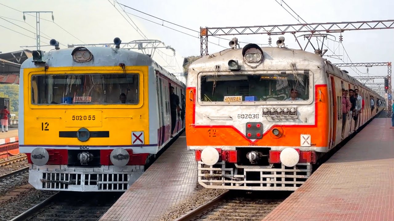 🔥Crazy EMU Local Trains Crossing Action | Eastern Railway Edition | Indian Railways