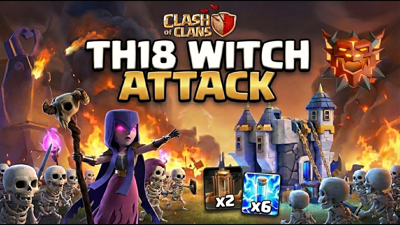 Town Hall 18 Witch Attack | Lightning Quake | Clash of Clans