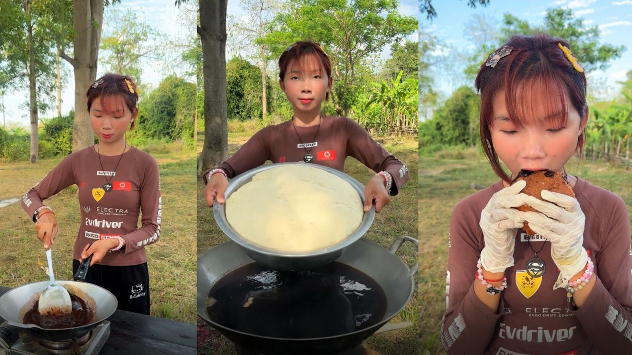 Amazing cooking deep fried cake with sauce recipe