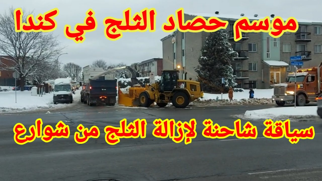 موسم حصاد الثلج في كندا  سياقة شاحنة لإزالة الثلج من شوارع منتريال كندا