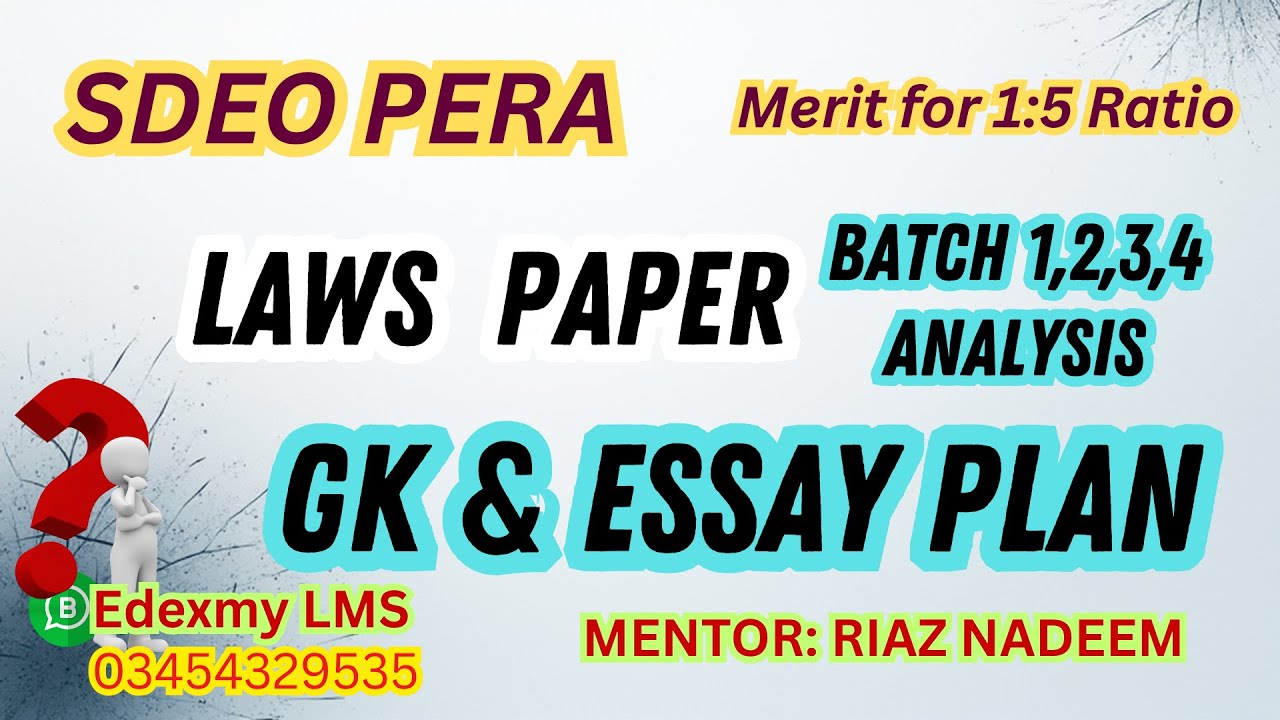 PERA Laws Analysis (Group 1–4) GK + English Essay Road Map | SDEO PERA 2025 |