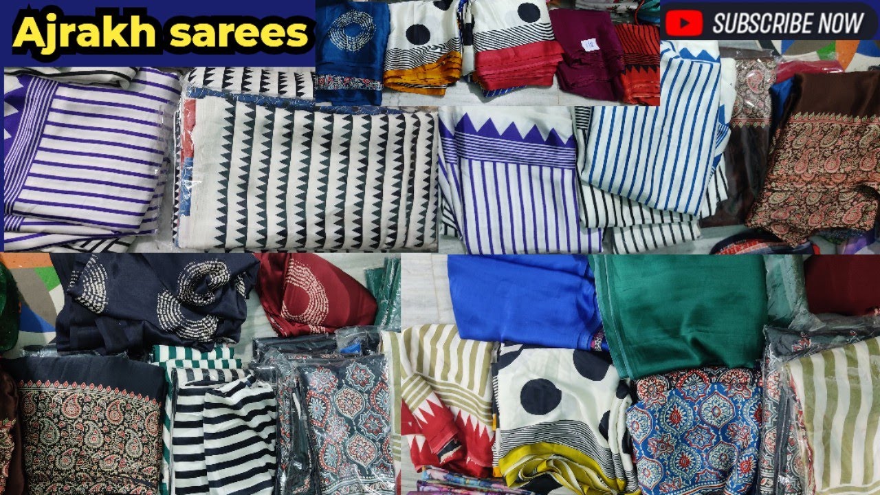 Fresh Ajrakh Print Gajji Satin, Full sarees#freeship#6302813717#vijayawada sarees#Livestreaming