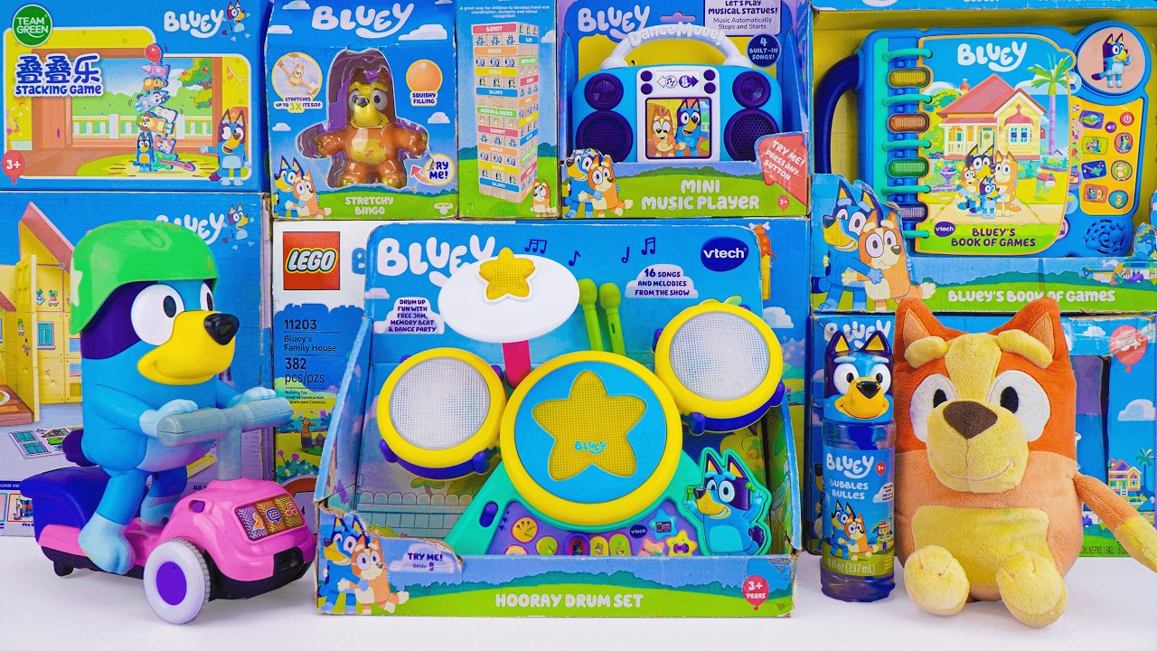 102 Minutes of Satisfying ASMR Unboxing | Adorable Bluey Hooray Drum Set & Bingo Plush
