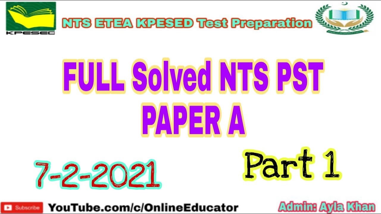 NTS Solved PST past paper A |NTS Test preparation MCQS | 2021
