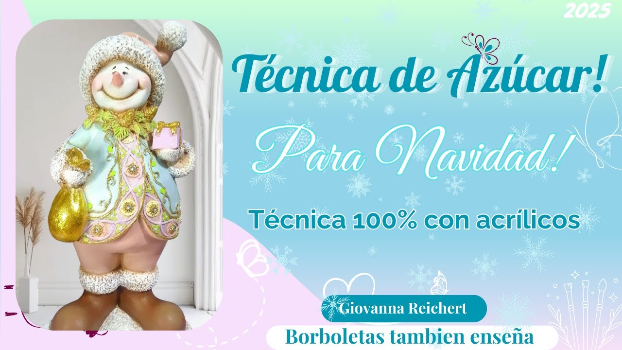 ¡Increíble Técnica de Azúcar con Acrílicos! ❄️ Muñeco de Nieve Paso a Paso
