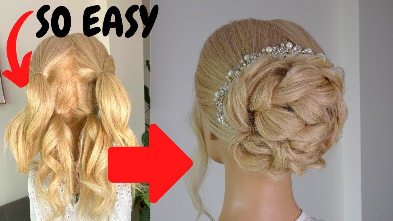 Curled bun hairstyle - easy hairstyles for prom wedding