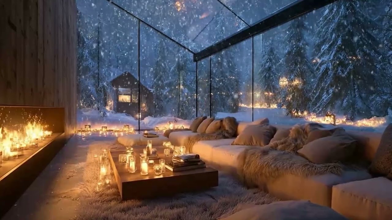 🔥🎼 Quiet Winter Piano Lounge | Snow Outside, Gentle Fire Inside | Focus Study Work Calm