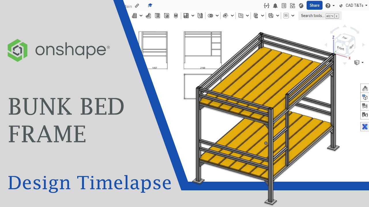 Quick Design of Bunk Bed FRAME with ONSHAPE | Timelapse