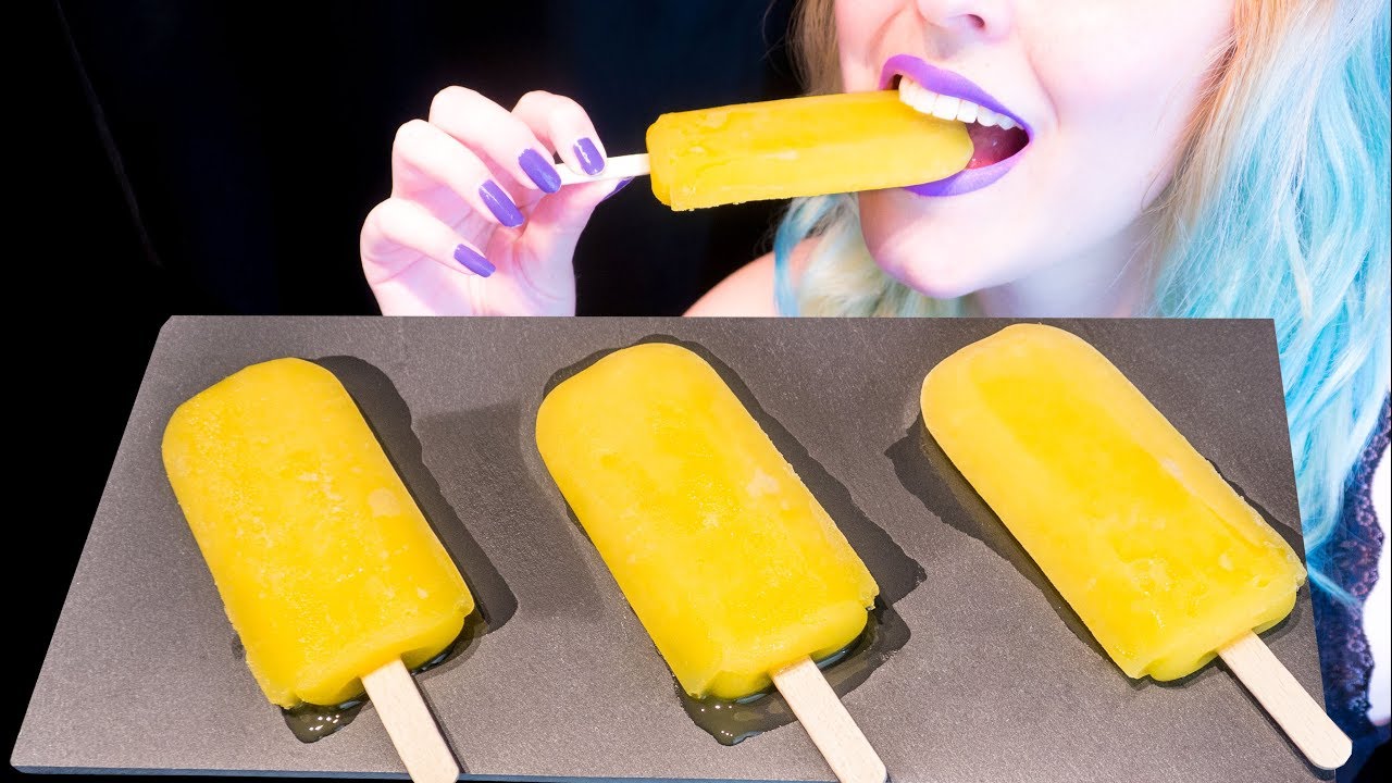 ASMR: Super Juicy & Melting Orange Ice Popsicles | Capri Ice Cream ~ Relaxing Eating[No Talking|V] 😻
