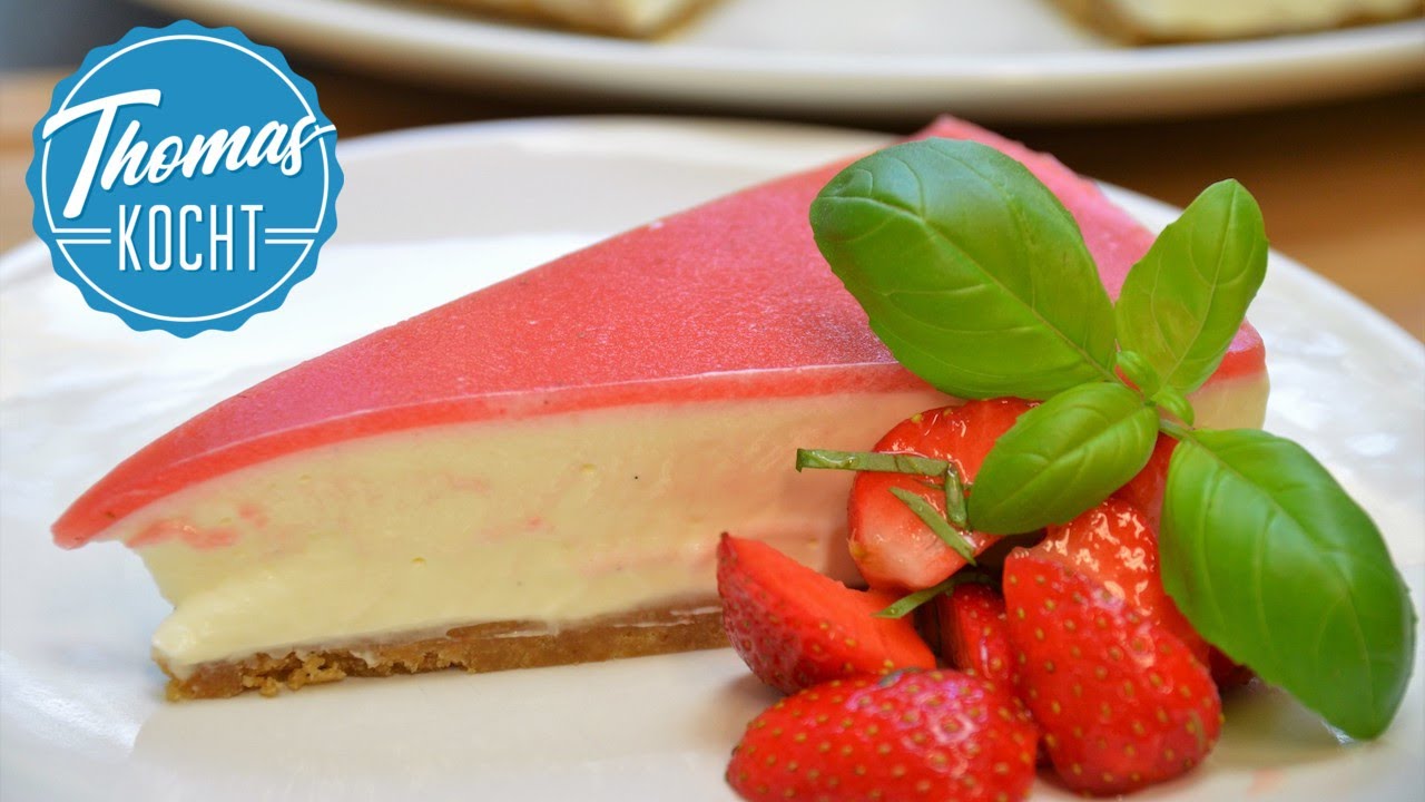 Erdbeer Philadelphia Käsekuchen / Cheesecake ohne backen / Thomas kocht