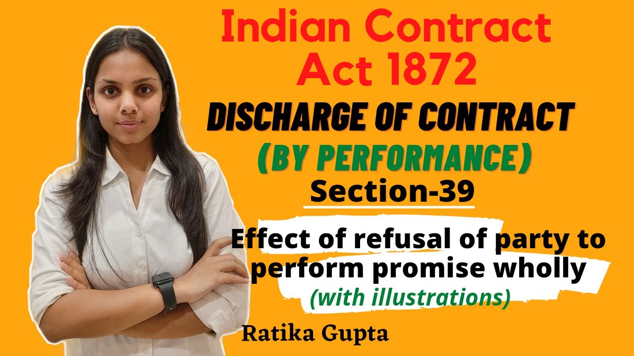 DISCHARGE OF CONTRACT | BY PERFORMANCE | SECTION-39 (Contract Act 1872)