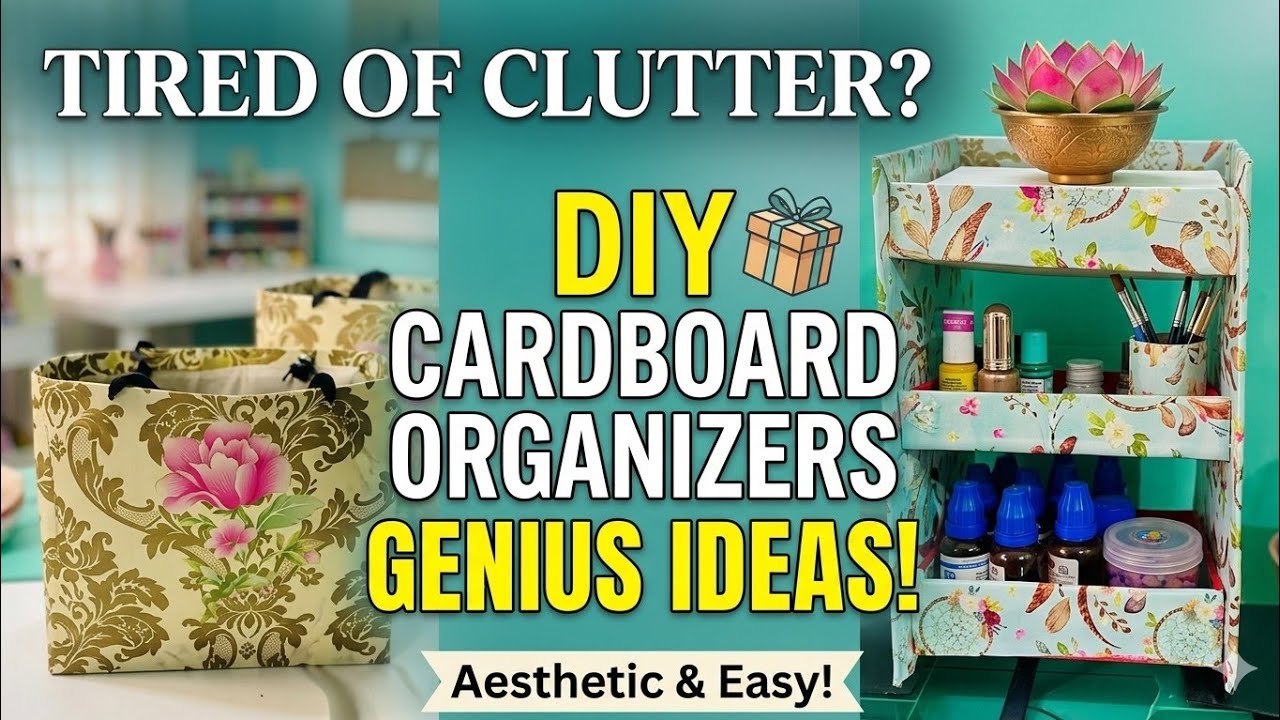 DlY  Cardboard Organisers  ideas from  sweet box📦 l  Easy & Aesthetic Home storage organizer