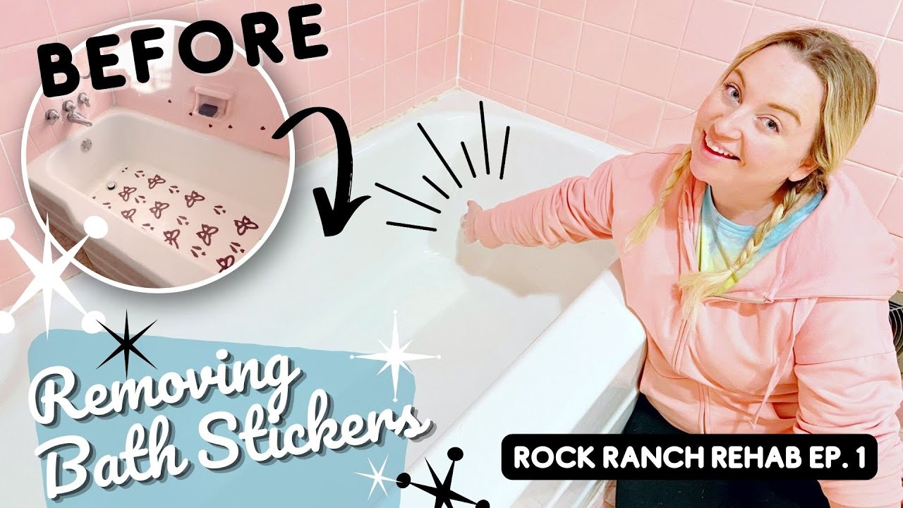 I’m in a sticky situation… Removing DECADES old Bath Stickers (yuck!) || Rock Ranch Rehab Ep.1