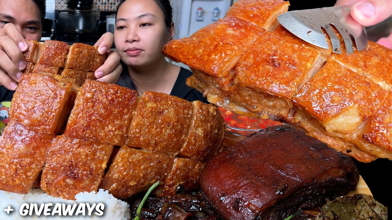 Braised Pork Belly + Crispy Pork Belly Slab Mukbang + Giveaways