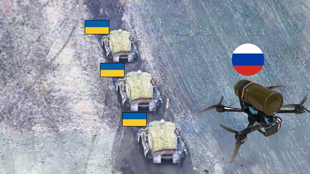Украинская танковая колонна подверглась атаке российских FPV-дронов!