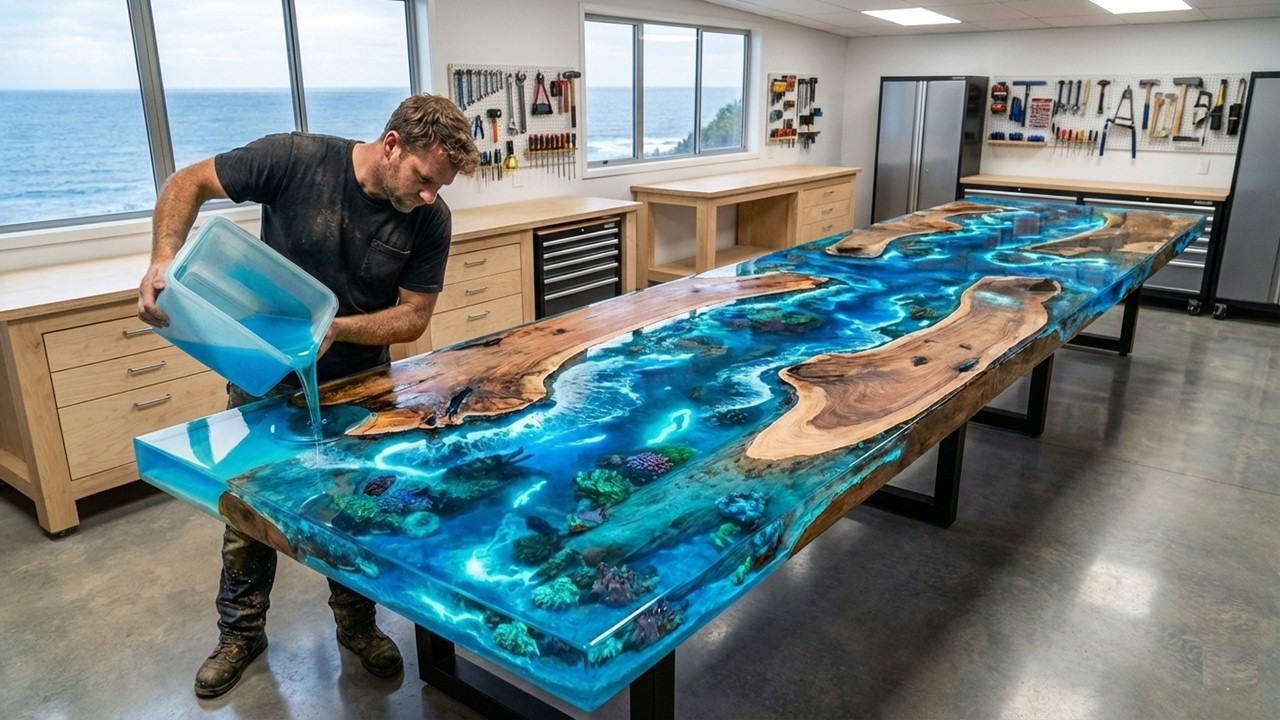 Epoxy Table Manufacturing Workshop Using Thousand-Year-Old Trees! An Amazing Sight