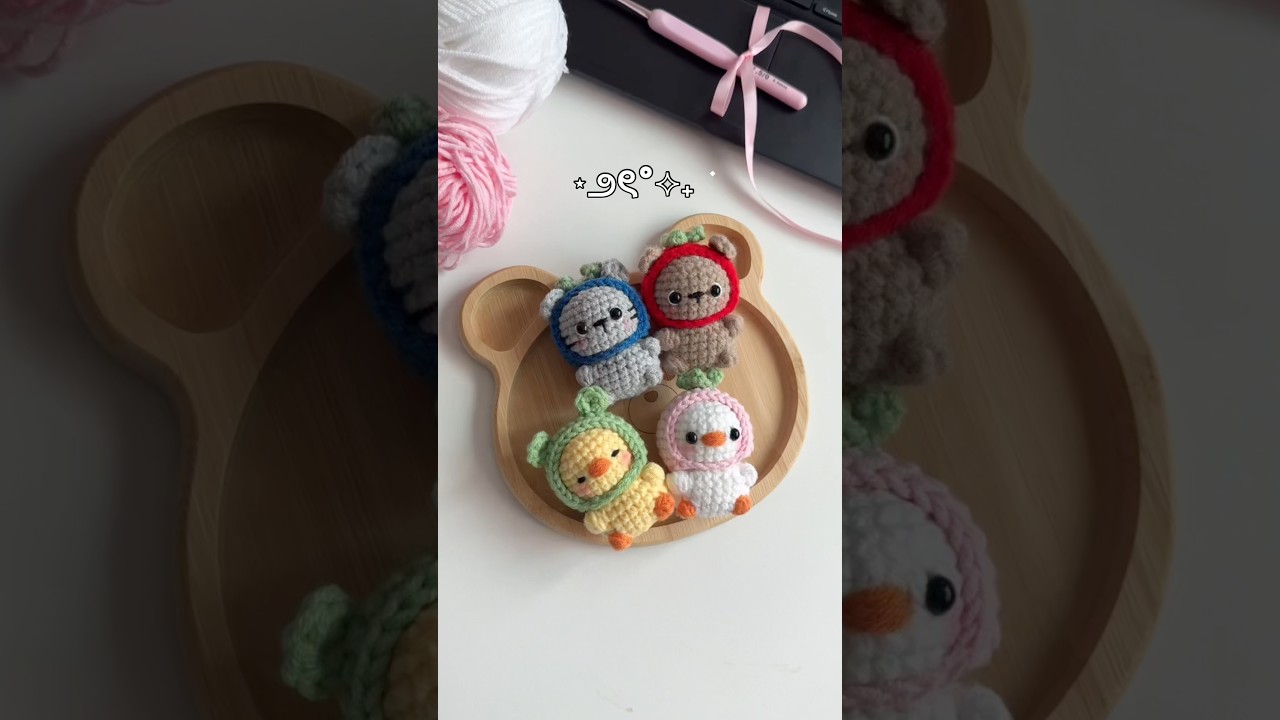 Crochet Animals in Hats🎀🧇 #crochet #diy