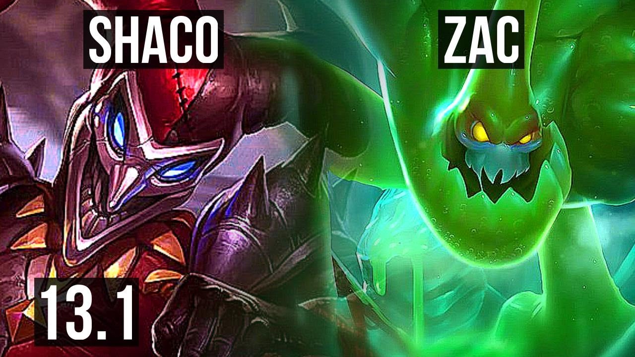 SHACO vs ZAC (JNG) | 6.4M mastery, 7 solo kills, 1200+ games, 12/2/7 | EUW Grandmaster | 13.1