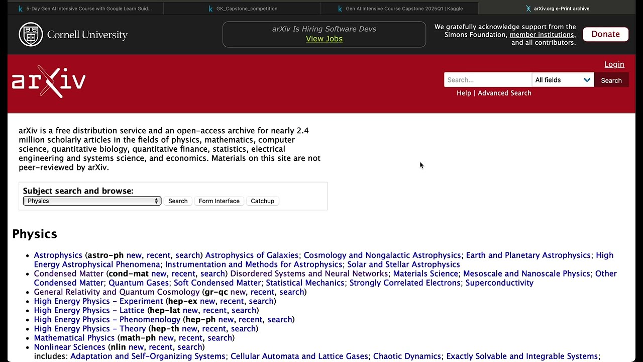 arXiv search with AI filtering - Gen AI Intensive Course Capstone 2025Q1