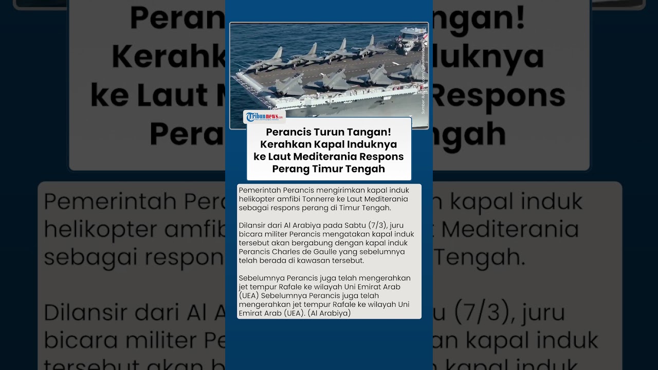 Perancis Respons Perang di Timur Tengah, Kerahkan Kapal Induk Helikopter Amfibi ke Laut Mediterania