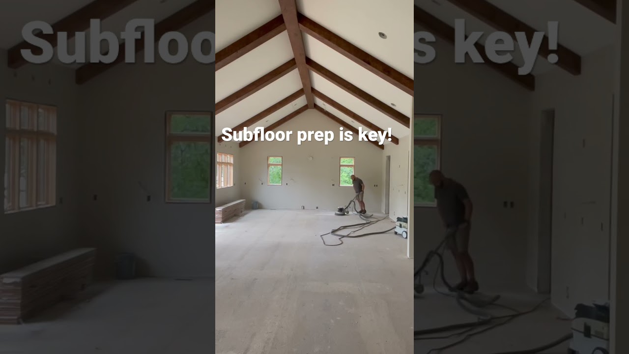 Subfloor prep is key to a wood floor listing a lifetime. Here we are sanding the subfloor