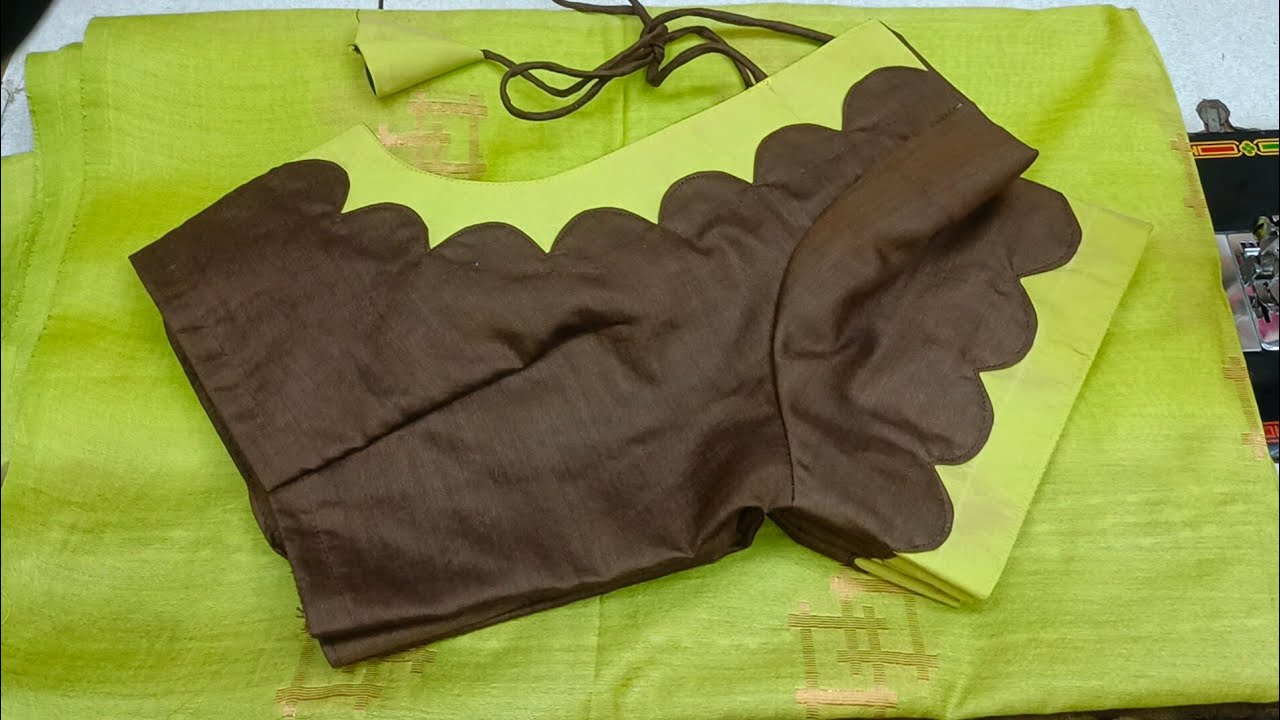 எளிய முறையில் அழகான கை மாடல்//Scallop model sleeve design cutting and stitching for blouse in tamil