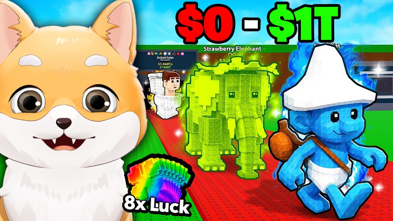 $0 la $1T Folosind Doar 8X LUCK in Steal a Brainrot...