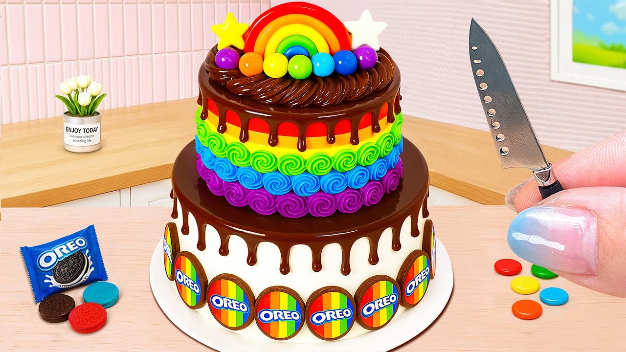 Double Chocolate Drip Rainbow Cake 🌈✨ Ultimate Mini Cake Decorating Tutorial 💖 The Cake Corner