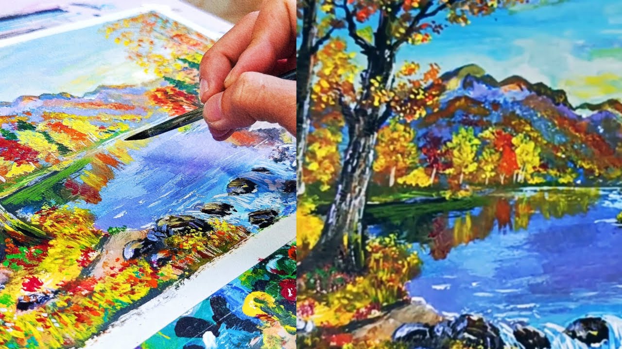 Acrylic Landscape Painting Tutorial | Easy Autumn Scenery for Beginners