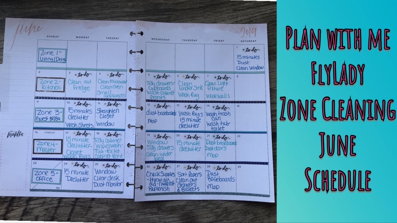 Flylady Monthy Zone Cleaning Schedule