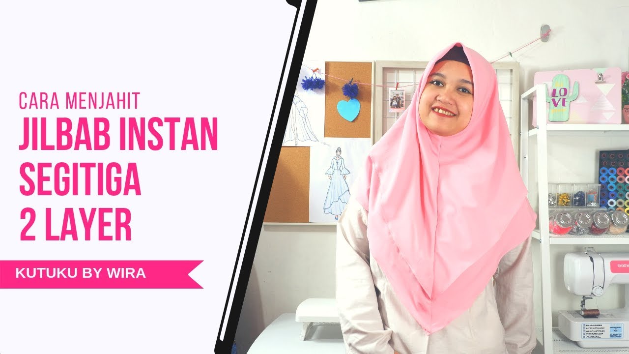 Cara Menjahit Jilbab Instan Segitiga 2 Layer