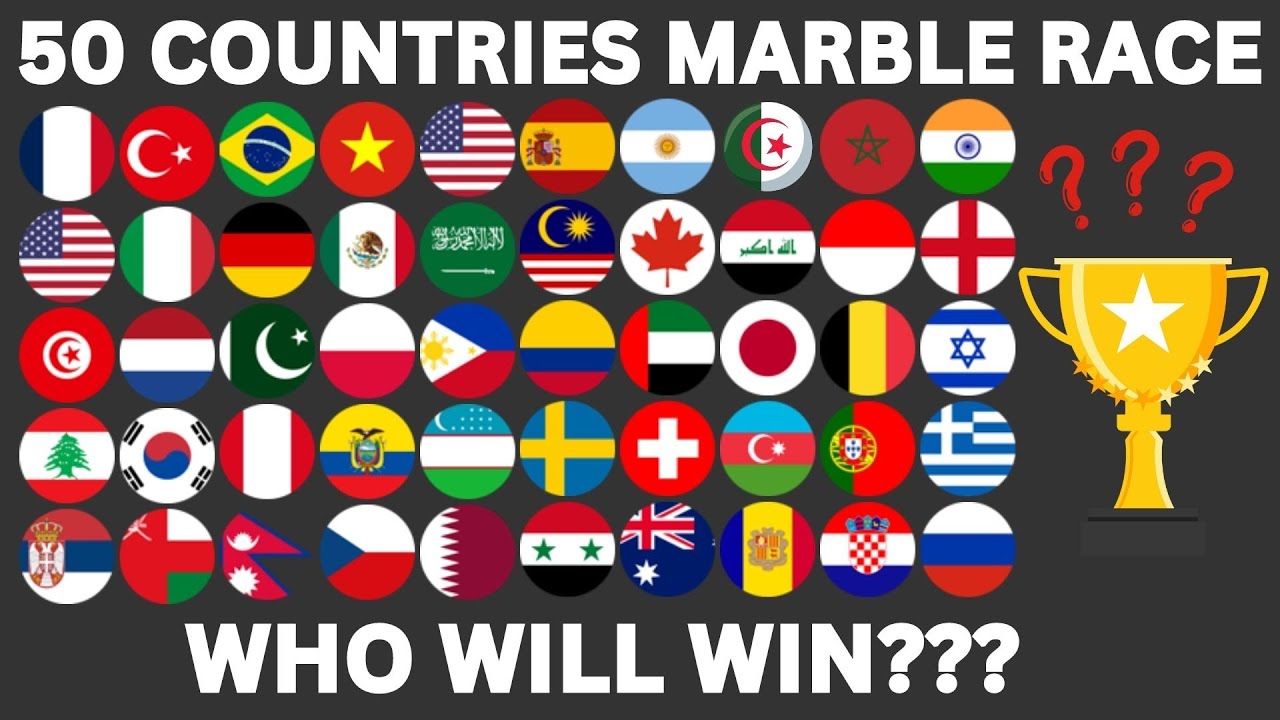 50 Countries 49 Eliminations Marble Race in Algodoo #6