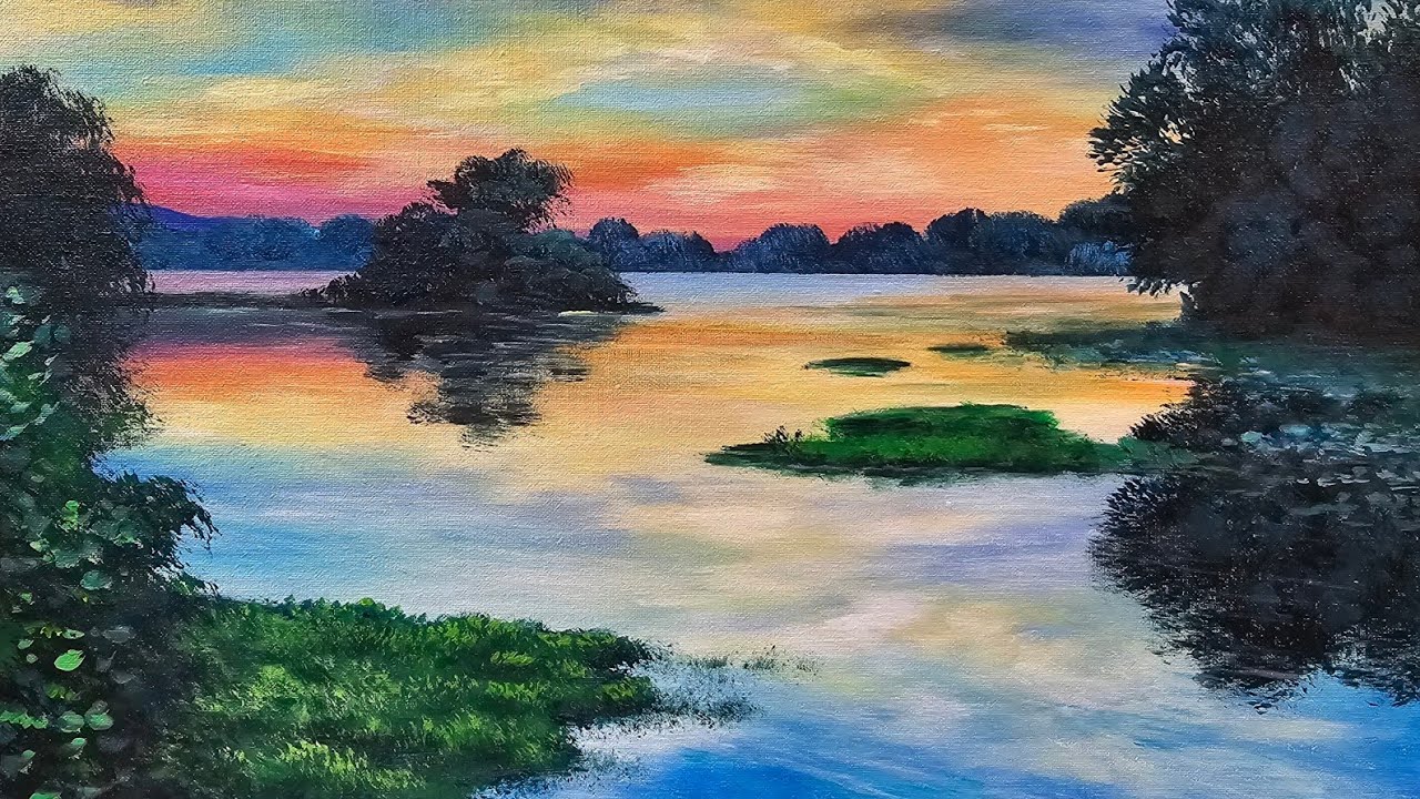 How to Paint Beautiful Lake Reflections Acrylic Painting LIVE Tutorial