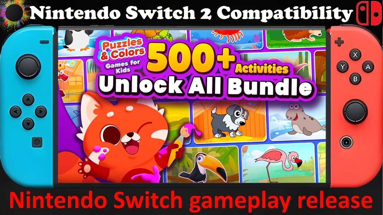 Puzzles and Colors Games for Kids Toddler Coloring Book Draw Paint - Nintendo Switch 2 Compatibility