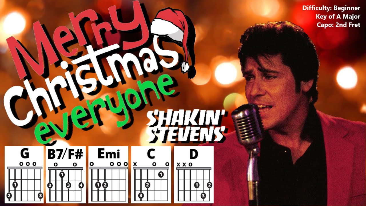 How to Play "MERRY CHRISTMAS EVERYONE" by Shakin' Stevens  (Capo 2) | Beginner Guitar Play-Along