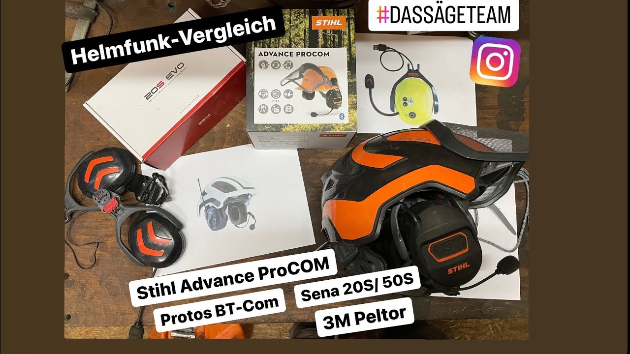 Helmfunk Vergleich Stihl Advance ProCOM, Sena 20S / 50S, Protos BT Com, Peltor 3M Pfanner Protos
