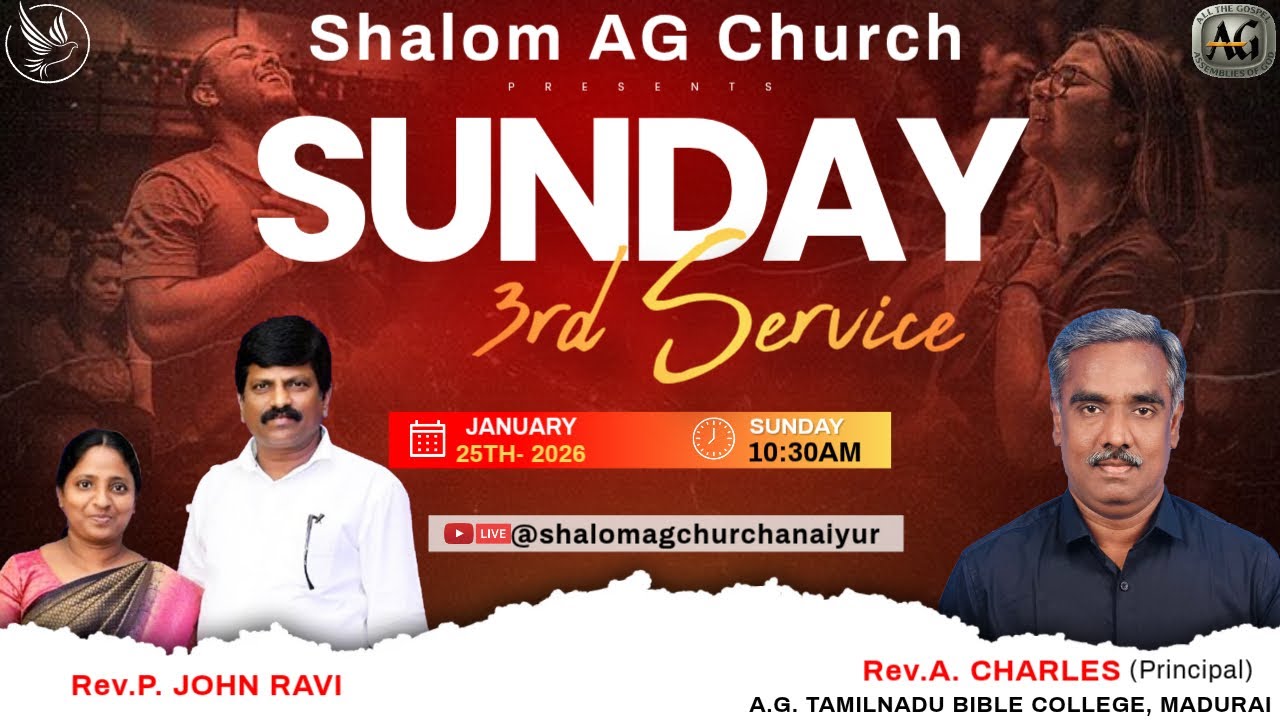 🔴Live || SUNDAY 3rd Service || 25 JANUARY 2026 || SHALOM AG CHURCH || Rev.A. CHARLES