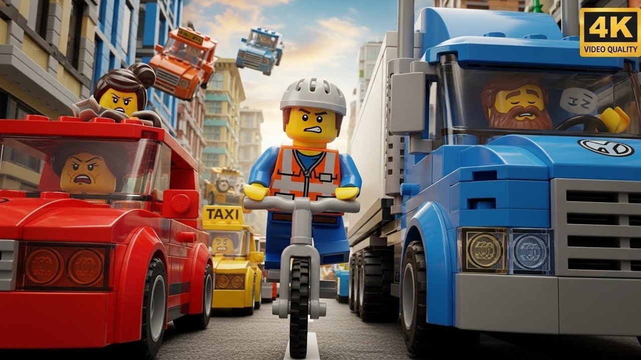 LEGO City Bike Messenger vs. Totally Gridlocked Traffic! 🚲🚕🤬