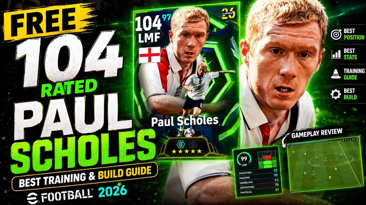 Free 104 Rated Paul Scholes Best Traning & Build Guide | efootball 2026