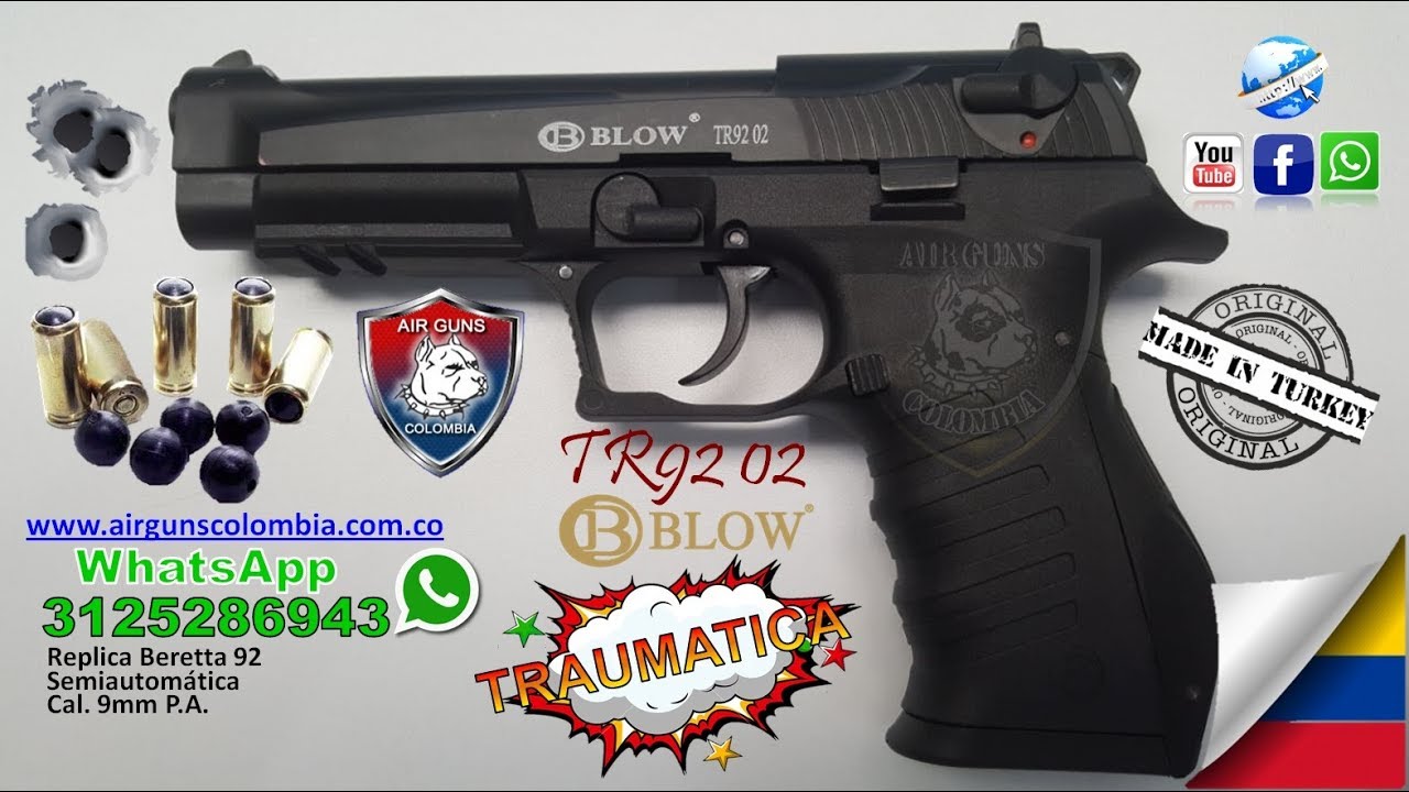 Pistola Traumatica Blow TR 92-02 9 mm, Arme, Desarme y Ensayo│WhatsApp 3125286943│Airguns Colombia