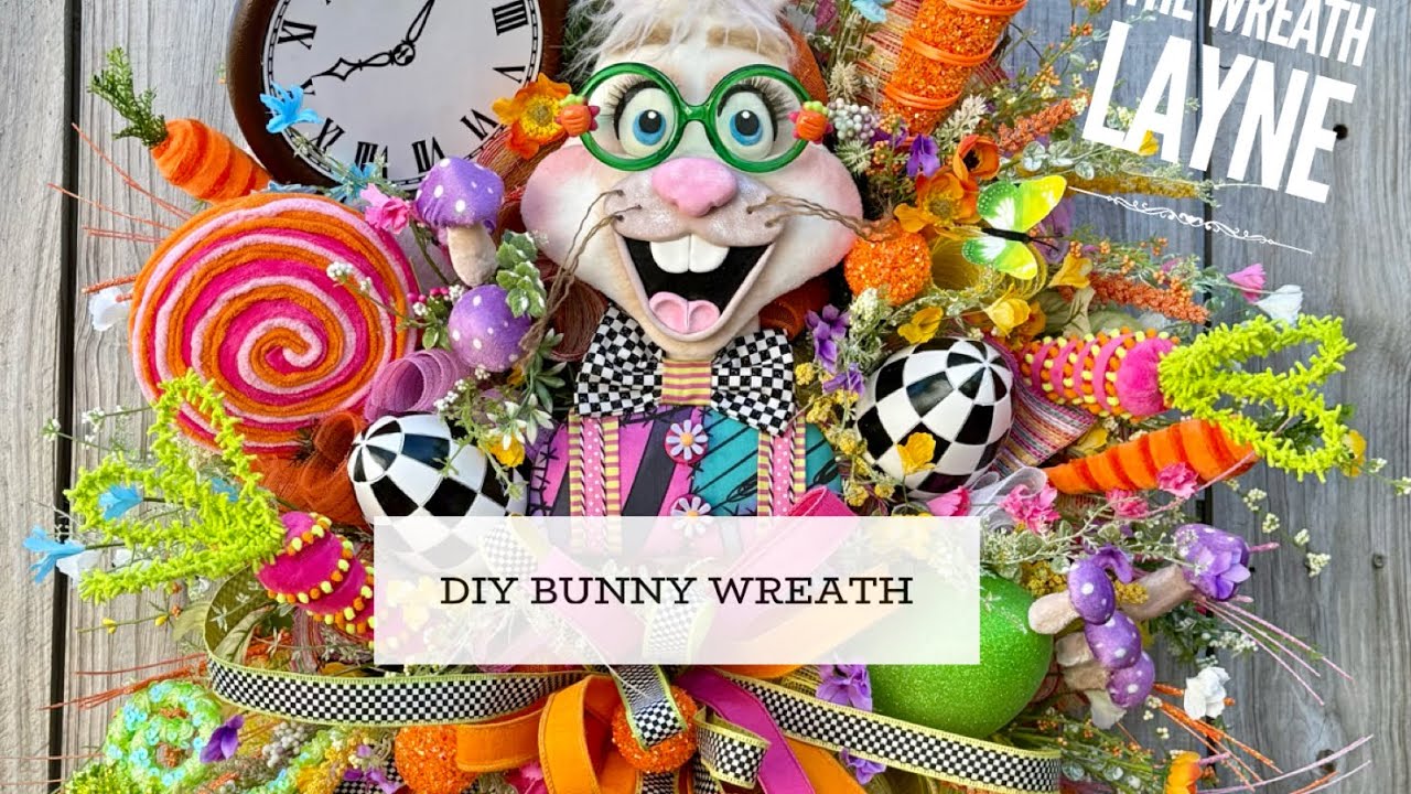 DIY Spring Bunny Wreath #springdecor #doordesign #easterdecor #diydecor #springwreath 