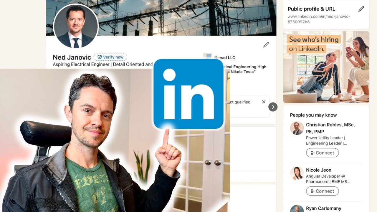 Профиль инженера-электрика в LinkedIn создан с нуля за 29 минут