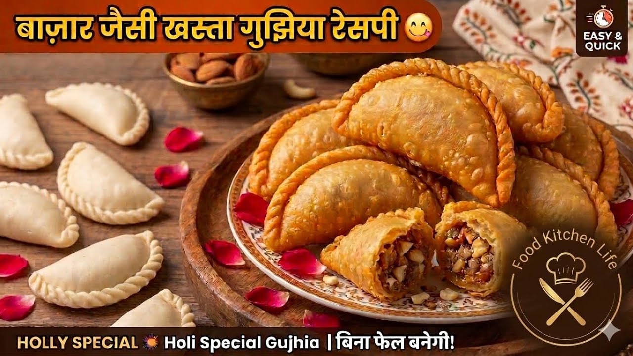 बिना फालतू मेहनत के हलवाई जैसी खस्ता गुजिया बनाने का तरीका | Khasta Gujiya Recipe | Mawa Gujiya 