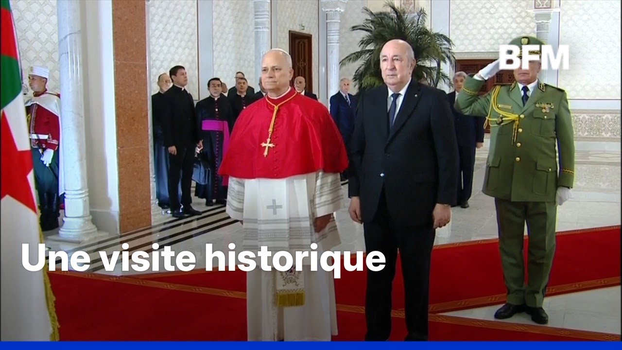 Le pape est aux c&ocirc;t&eacute;s du pr&eacute;sident alg&eacute;rien Abdelmadjid Tebboune