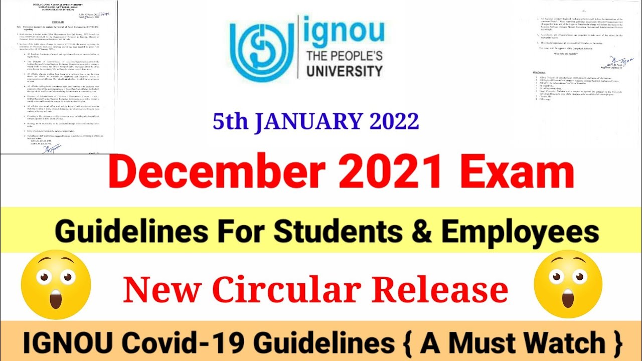 IGNOU New Circular Release 😱 Dec 2021 Exam || Covid 19 Guidelines Important For All 📑