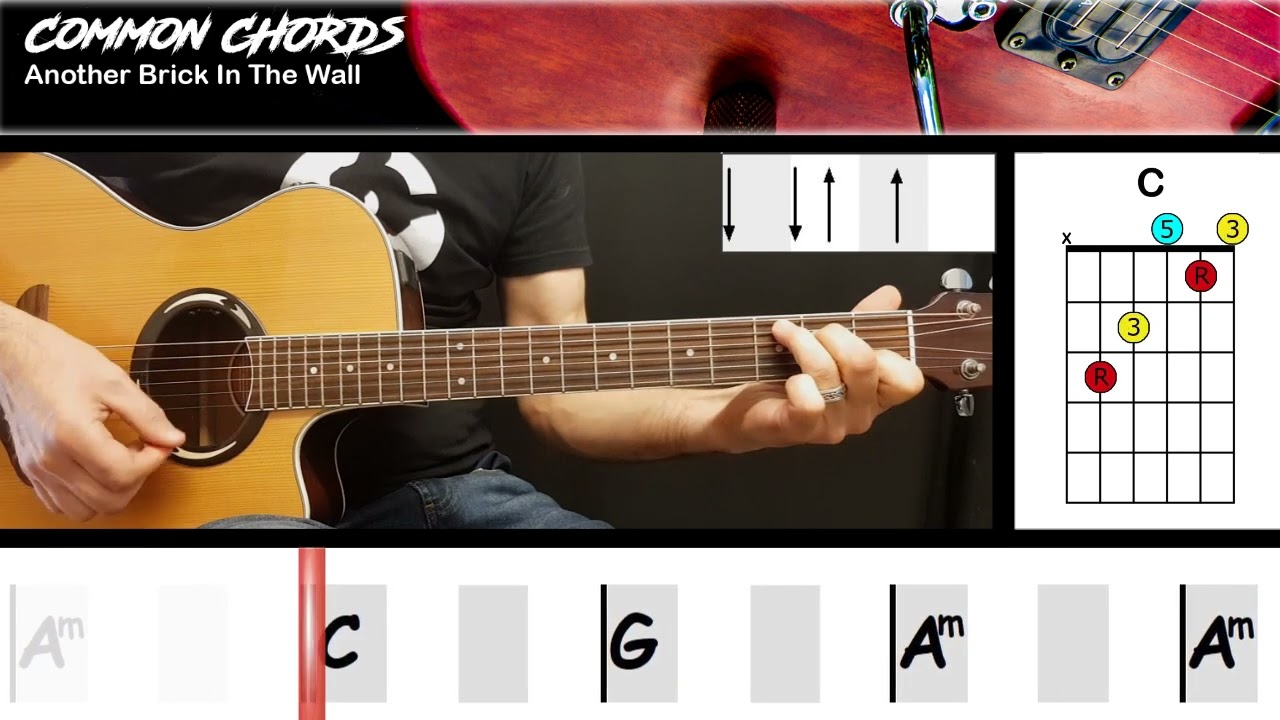 Another Brick In The Wall - Pink Floyd | EASY GUITAR LESSON | Scrolling Chords & Lyrics