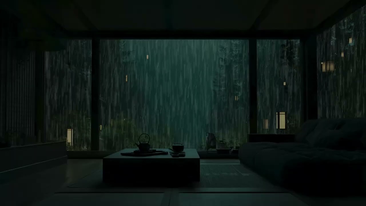 Relaxing Heavy Rain Sounds for Sleeping 💤 3 Hours Cozy Dark Room Ambience, No Music, ASMR