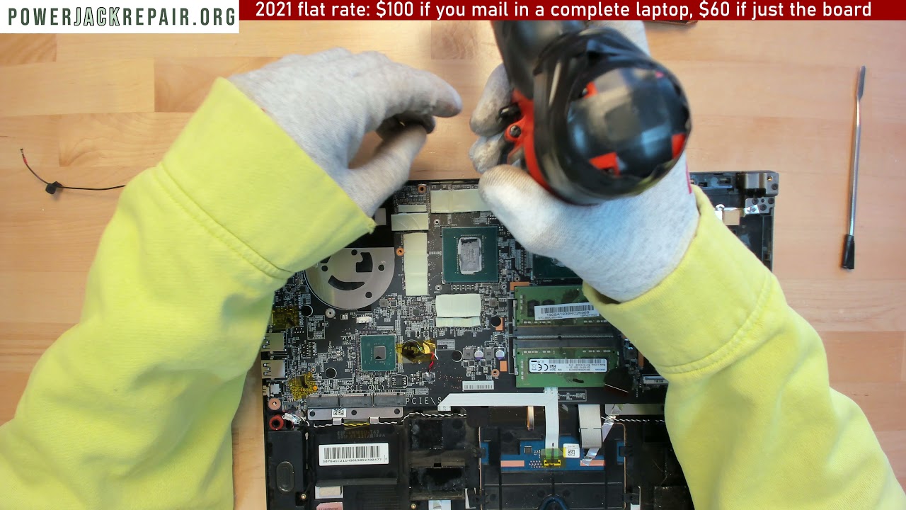 Ремонт разъема питания для зарядки ноутбука MSI MS-16w1 95d 9sd gf65, замена разъема зарядки