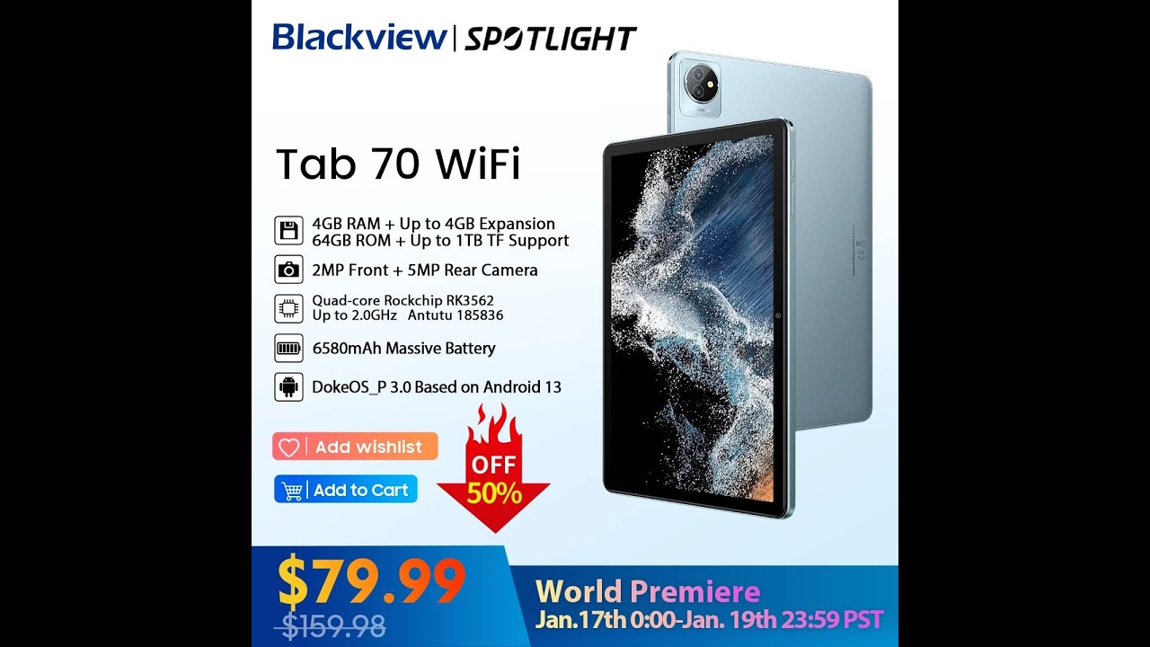 Распаковка Tab 70 WiFi - самого дешёвого 10' планшета Blackview на начало 2024г (80$)